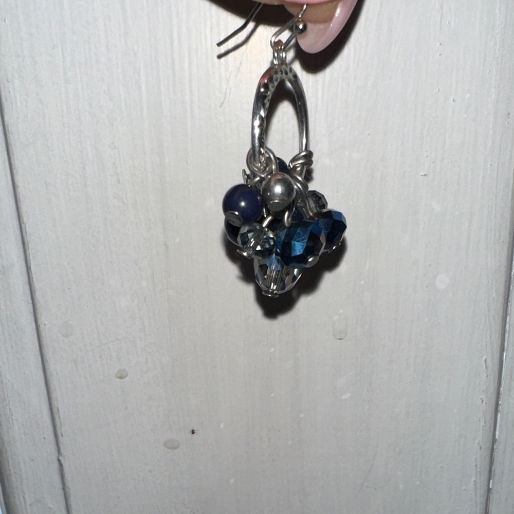 Elegant Silver and Blue Cluster Earrings